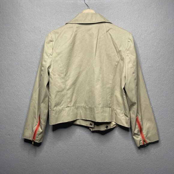 J.Crew Womens Beige Cotton Moto Jacket Size 6 - Picture 7 of 8